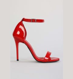 Снимка на Shoeberry Women's Lina Red Patent Leather Single Strap Heeled Shoes