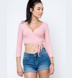 Снимка на Short blouse with envelope front pink