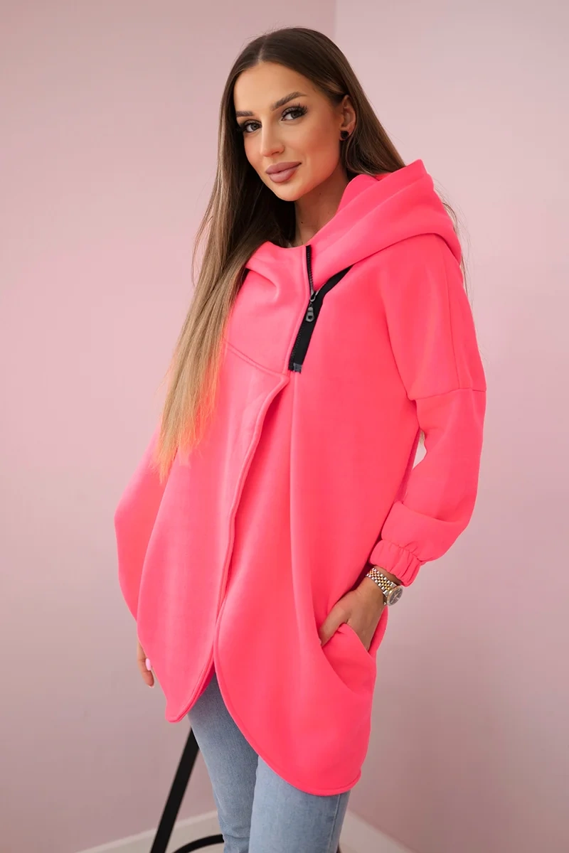 Снимка на Short-zip sweatshirt in pink neon