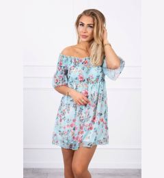 Снимка на Shoulder dress with mint floral pattern