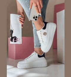 Снимка на Sneakersy damskie na platformie KITNOT biało-czarne Dstreet