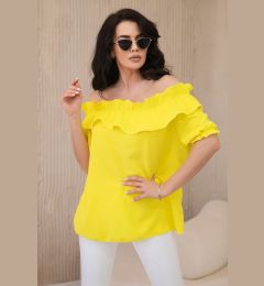 Снимка на Spanish blouse with decorative ruffle in yellow color