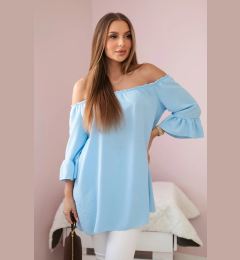 Снимка на Spanish blouse with ruffles on the sleeve blue