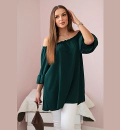 Снимка на Spanish blouse with ruffles on the sleeve dark green