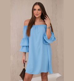 Снимка на Spanish dress with pleats on the sleeve blue