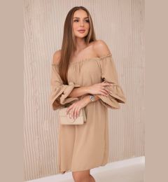 Снимка на Spanish dress with ruffles on the sleeve Camel