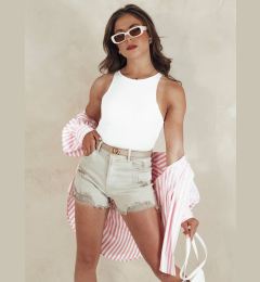 Снимка на Spodenki damskie POPGLAM beżowe Dstreet