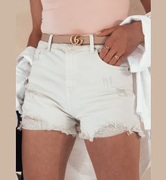 Снимка на Spodenki jeansowe damskie POPGLAM jasnobeżowe Dstreet