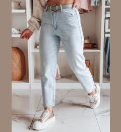 Снимка на Spodnie damskie jeansowe mom fit z paskiem JEANMOM j.niebieskie Dstreet