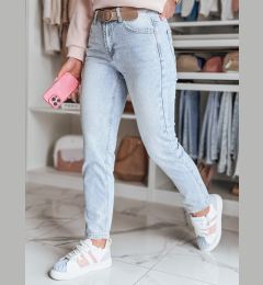 Снимка на Spodnie damskie jeansowe slim fit z paskiem NEOPASS niebieskie Dstreet