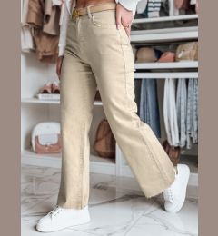 Снимка на Spodnie damskie jeansowe wide leg LUXEFLOW beżowe Dstreet