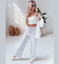 Снимка на Spodnie damskie materiałowe wide leg LINESSA białe Dstreet