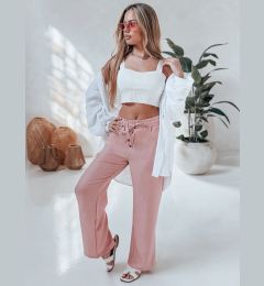 Снимка на Spodnie damskie materiałowe wide leg LINESSA różowe Dstreet
