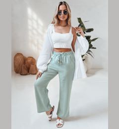 Снимка на Spodnie damskie materiałowe wide leg LINESSA zielone Dstreet