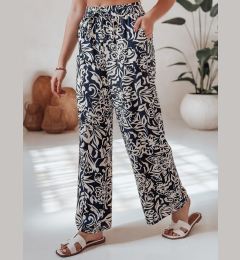 Снимка на Spodnie damskie materiałowe wide leg TROPICAL SUN granatowe Dstreet