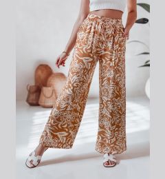 Снимка на Spodnie damskie materiałowe wide leg TROPICAL SUN kamelowe Dstreet