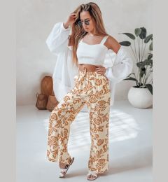 Снимка на Spodnie damskie wide leg w kwiaty LOVEGARDEN kamelowe Dstreet