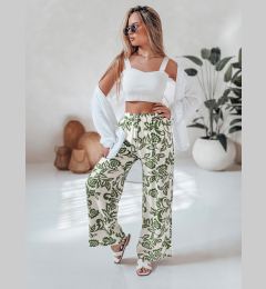 Снимка на Spodnie damskie wide leg w kwiaty LOVEGARDEN zielone Dstreet