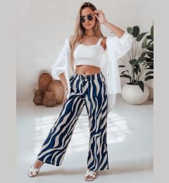 Снимка на Spodnie damskie wide leg w paski ZEBRAVIBE granatowo-beżowe Dstreet