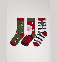 Снимка на Stripe Santa Christmas Socks - 3-Pack multicolor