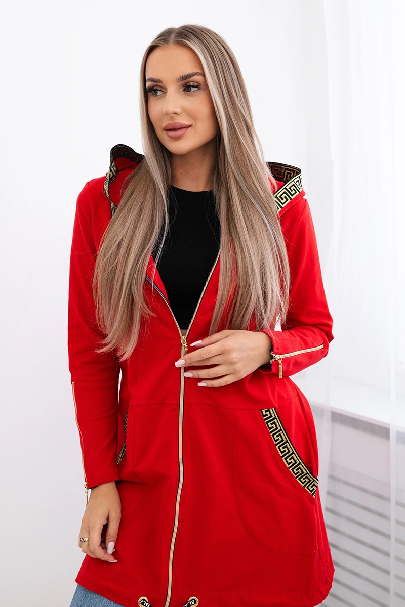 Снимка на Sweatshirt with decorative belt in red color