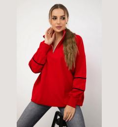 Снимка на Sweatshirt with zip and pockets red