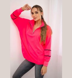 Снимка на Sweatshirt with zipper and pockets in pink neon color