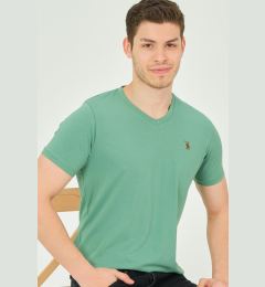 Снимка на T8568 DEWBERRY V-NECK MEN'S T-SHIRT-PLAIN LIGHT GREEN