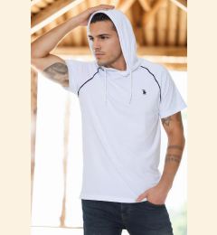 Снимка на T8570 DEWBERRY HOODED MEN'S T-SHIRT-LIGHT WHITE