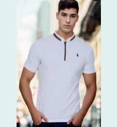 Снимка на T8571 DEWBERRY ZIPPER MEN'S T-SHIRT-LIGHT WHITE