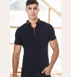 Снимка на T8571 DEWBERRY ZIPPER MEN'S T-SHIRT-NAVY-2
