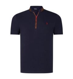 Снимка на T8571 DEWBERRY ZIPPERED MEN'S T-SHIRT-PLAIN NAVY BLUE
