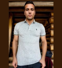 Снимка на T8586 DEWBERRY MEN'S POLO NECK T-SHIRT-PLAIN GREY