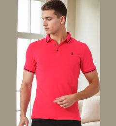 Снимка на T9586 DEWBERRY MEN'S POLO NECK T-SHIRT-FUCHSIA