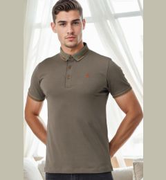 Снимка на T9586 DEWBERRY MEN'S POLO NECK T-SHIRT-KHAKI