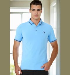 Снимка на T9586 DEWBERRY MEN'S POLO NECK T-SHIRT-LIGHT BLUE