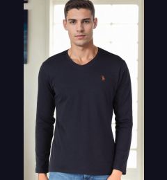 Снимка на T9587 DEWBERRY V-NECK MEN'S LONG SLEEVE T-SHIRT-NAVY BLUE