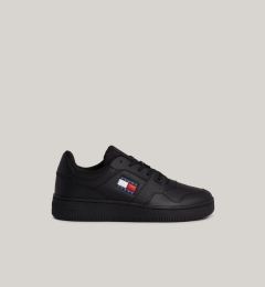 Снимка на Tommy Hilfiger Men's Brand Logo Leather Top Rubber Outsole Black Sneakers Suitable for Casual Use