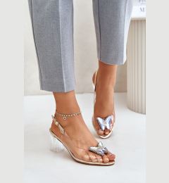 Снимка на Transparent sandals with a butterfly on a heel D&A gold