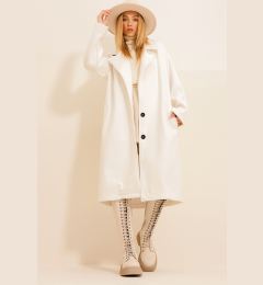 Снимка на Trend Alaçatı Stili Women Ecru Cachet Unlined Long Coat