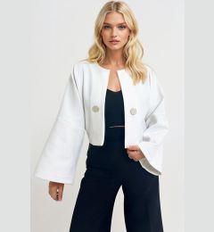 Снимка на Trend Alaçatı Stili Women&#039;s Ecru Button Detail Open Front Short Jacket