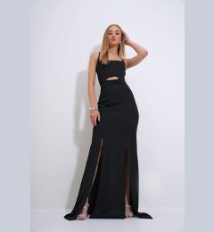 Снимка на Trend Alaçatı Stili Women's Black Adjustable Strap Out Cut Slit Graduation Dress