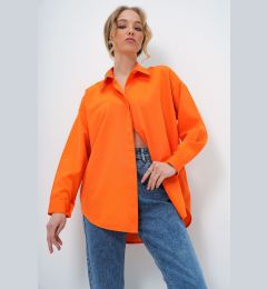 Снимка на Trend Alaçatı Stili Women's Orange Oversize Long Woven Shirt