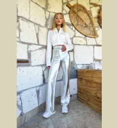 Снимка на Trend Alaçatı Stili Women's Silver Elastic Waist Foil Trousers