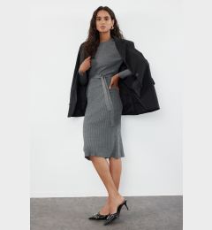 Снимка на Trendyol Anthraci Midi Knitwear Belt Detailed Dress