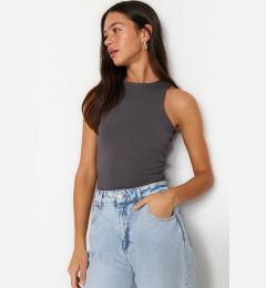 Снимка на Trendyol Anthracite Cotton Halter Neck Fitted Stretch Knit Undershirt