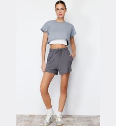 Снимка на Trendyol Anthracite Elastic Waist Basic Soft Buttoned Knitted Shorts & Bermuda