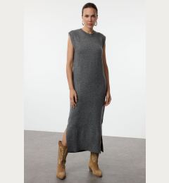 Снимка на Trendyol Anthracite Maxi Knitwear Soft Texture Slit Detailed Vest Dress