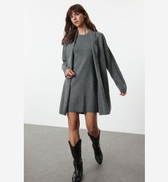 Снимка на Trendyol Anthracite Mini Knitted Cardigan-Dress Set