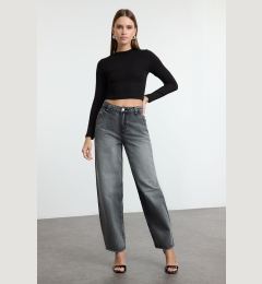 Снимка на Trendyol Anthracite More Sustainable High Waist Skater Baggy Jeans